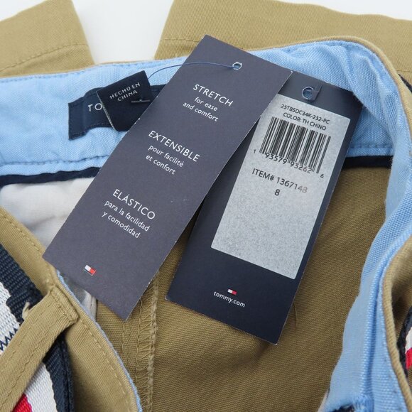 Tommy Hilfiger Boys 8 Tan Chino Shorts 9in Inseam Pockets Belt Loops NEW w/ Tags - Picture 6 of 9
